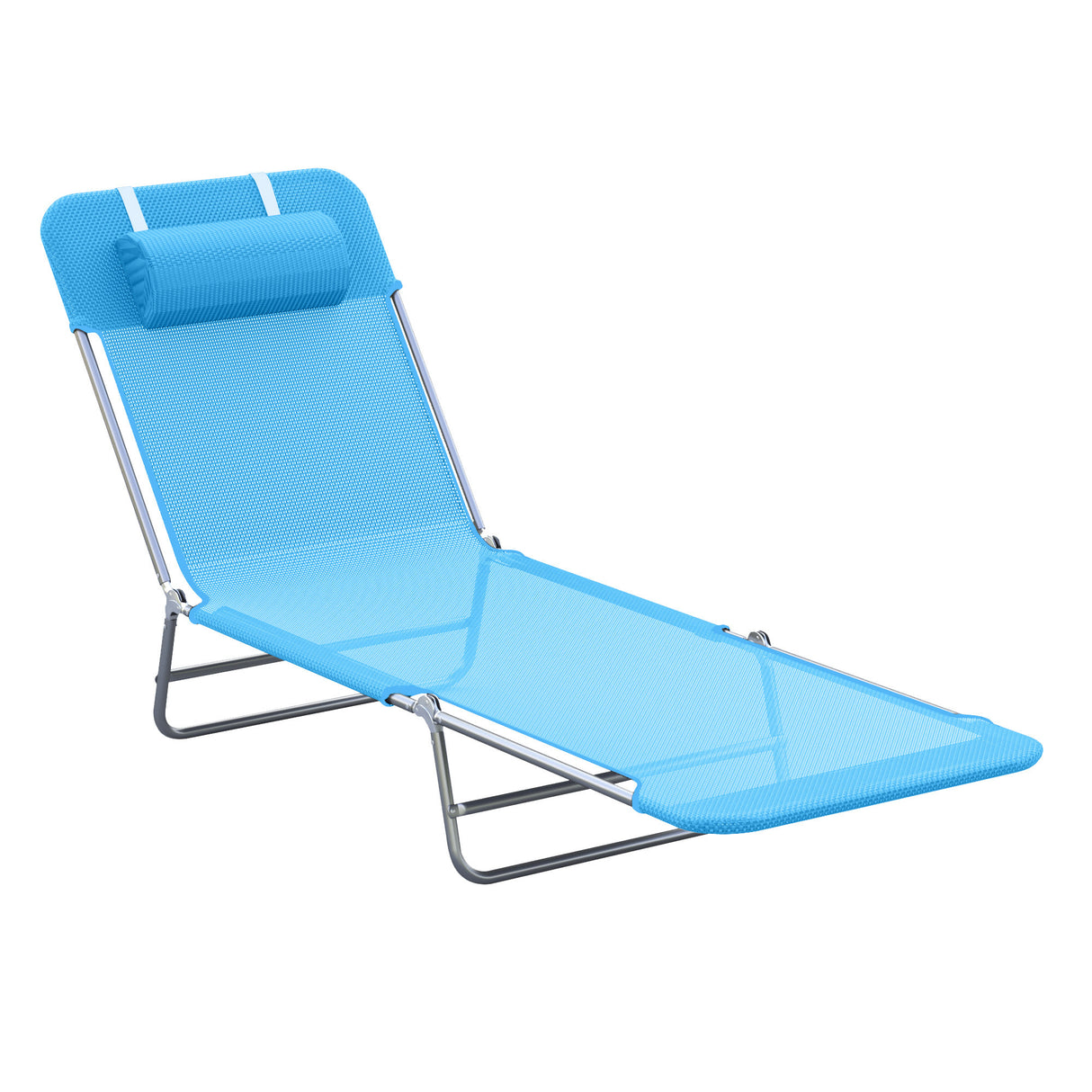 Folding Adjustable Steel Frame Outdoor Chaise Lounge Chair