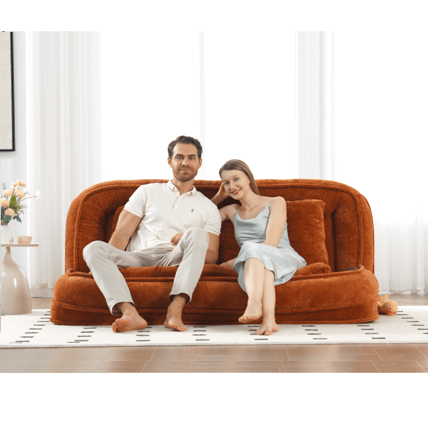 Convertible Adjustable Position Chenille Lazy Loveseat Sofa - Sleep Galleria