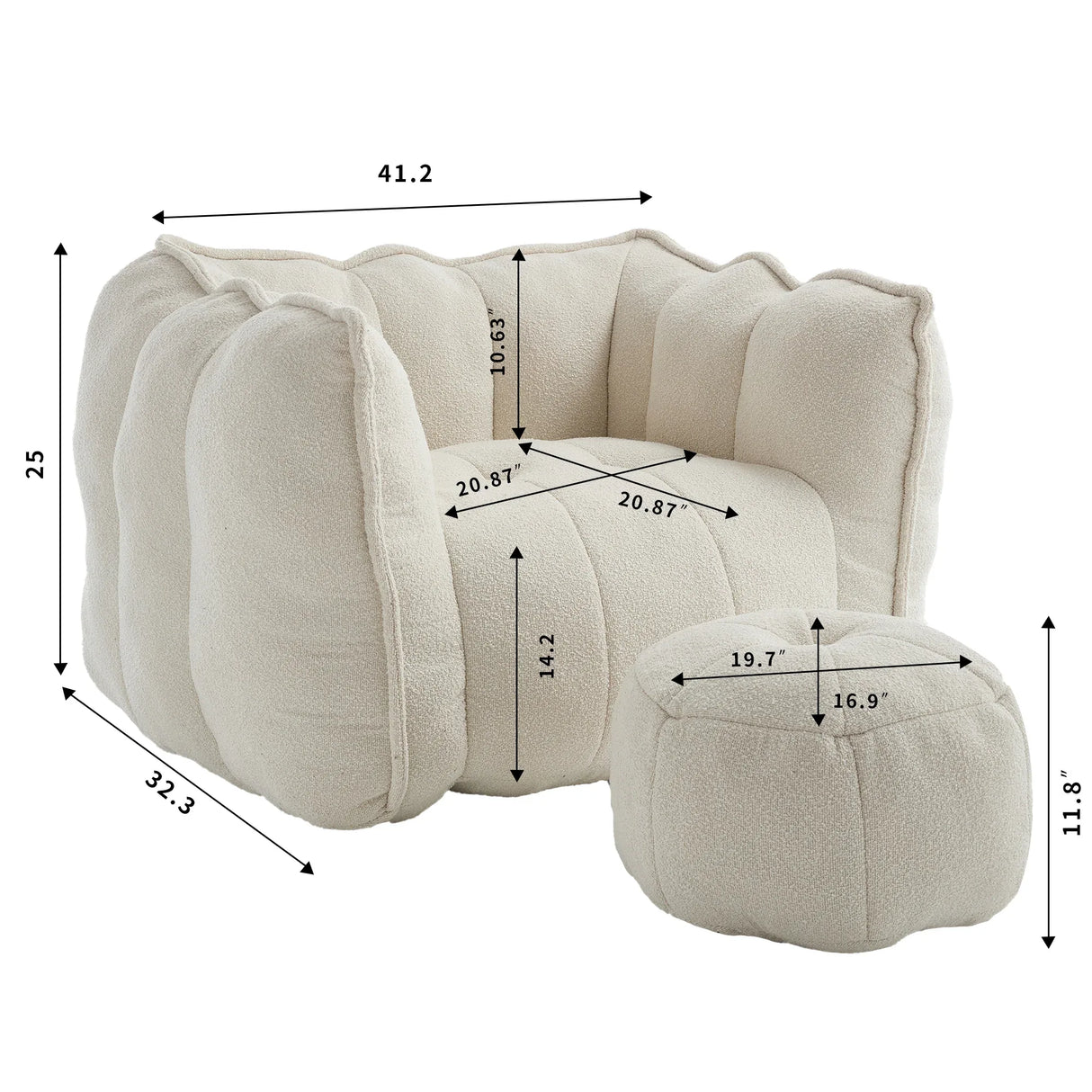 Soft Chenille Bean Bag Chair With High Resilient Foam - Omega Lifestyles
