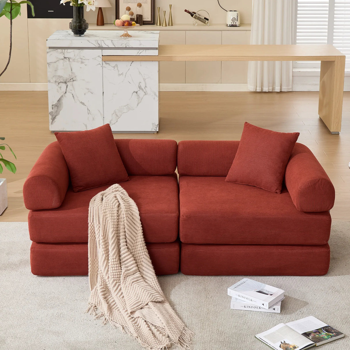 Modular Folding Convertible Corduroy Sofa Bed - Omega Lifestyles