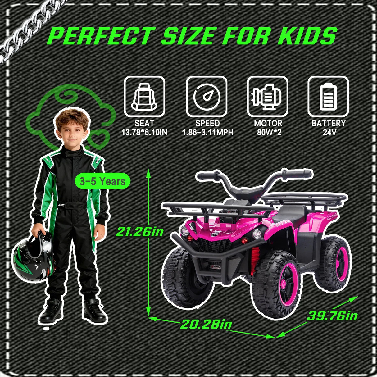 24V High-Power Kids Ride On ATV With Bluetooth - Omega Lifestyles
