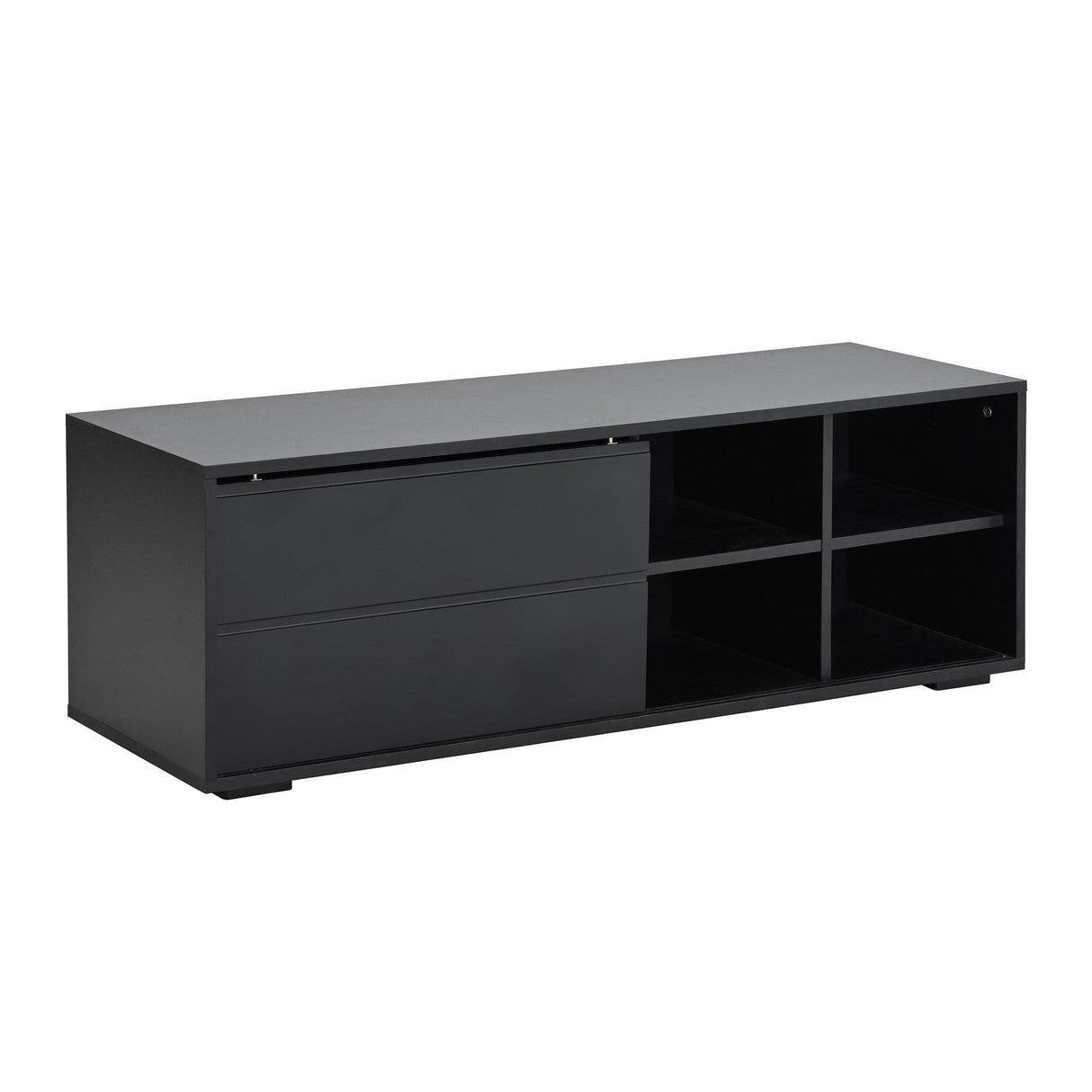Modern Black TV Stand With LED Light And Storage - Sleep Galleria
