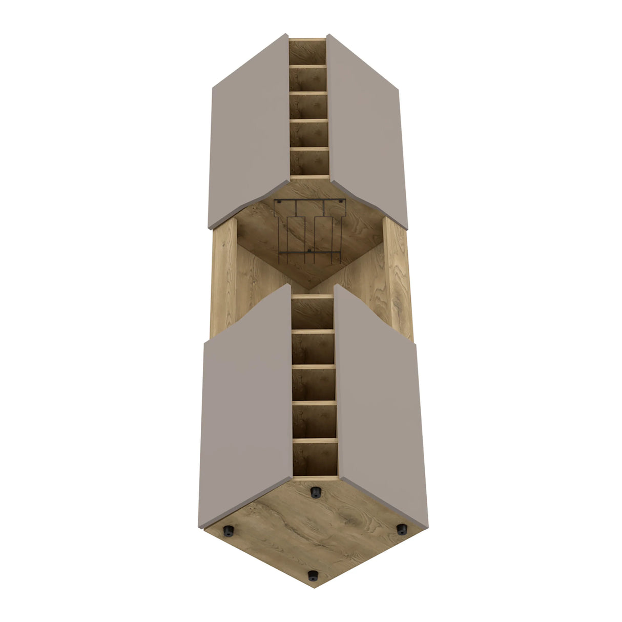 Modern Corner Bar Cabinet With Ten Built-In Wine Rack - Omega Lifestyles