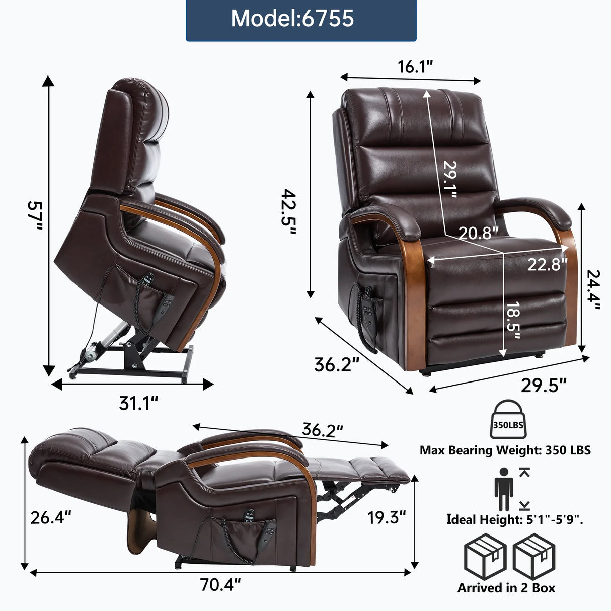 Power Lift Recliner Chair Faux Leather Massage Heat - Omega Lifestyles