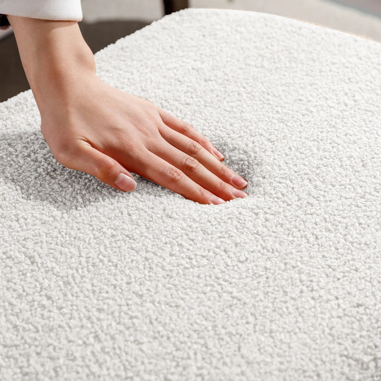 Ivory Faux Fur Upholstered Storage Bench With Gold Legs - Omega Lifestyles