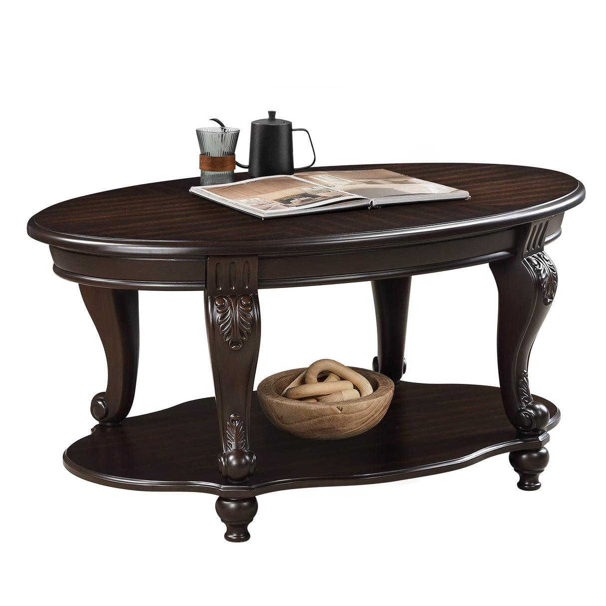 3-Piece Espresso Rubber Wood Coffee Table Set - Sleep Galleria