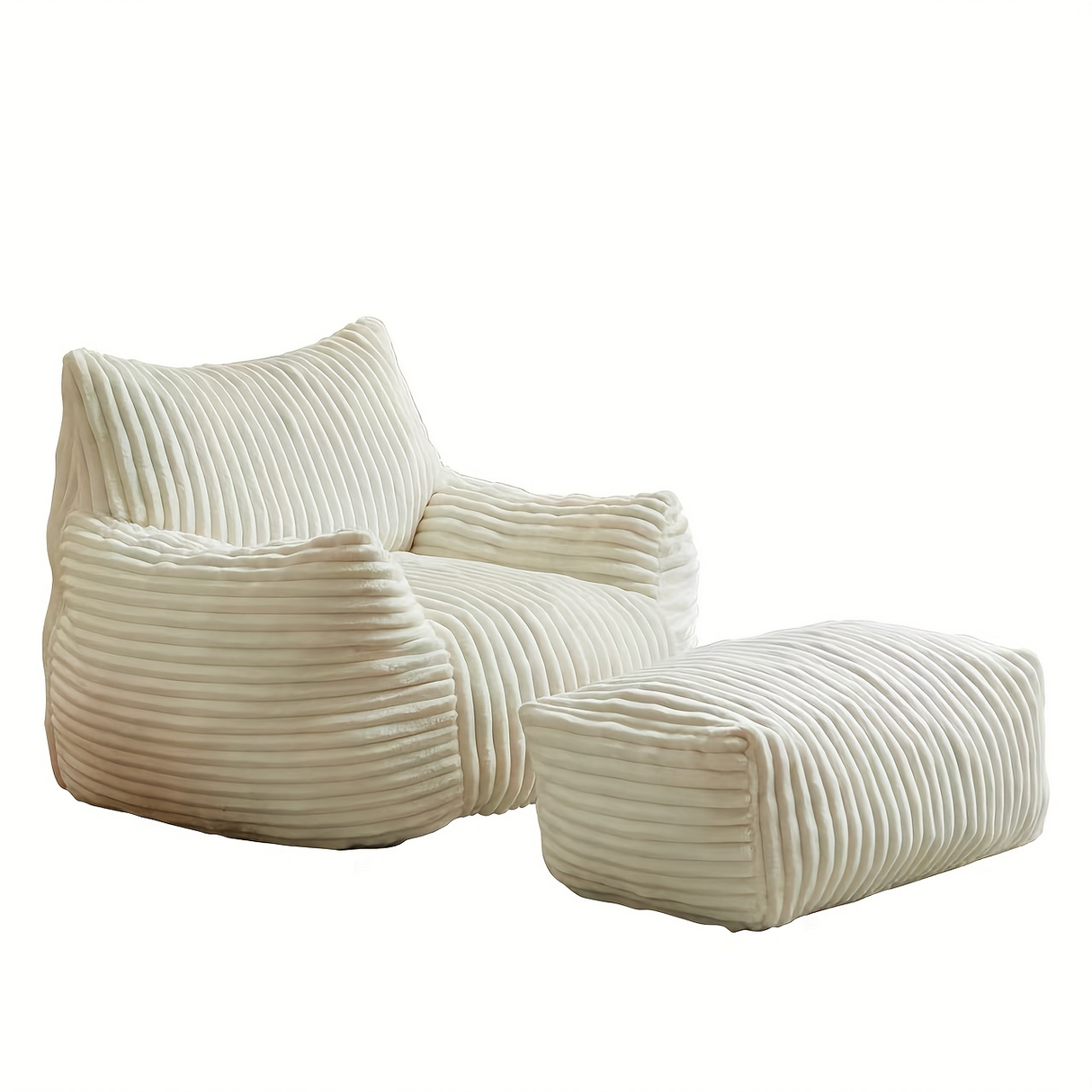 Suede Ergonomic 5-Zone Support Sofa Chair With Ottoman