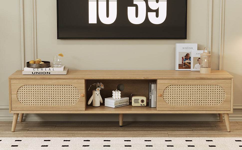 Boho Farmhouse Solid Wood TV Stand Cabinet - Sleep Galleria
