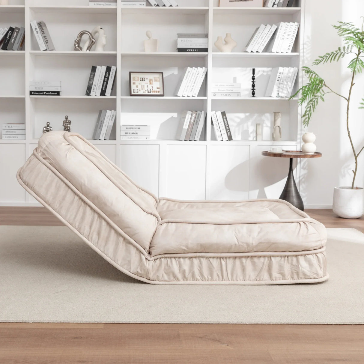 Adjustable Velvet Upholstered Massage Floor Sofa With Pillow - Omega Lifestyles