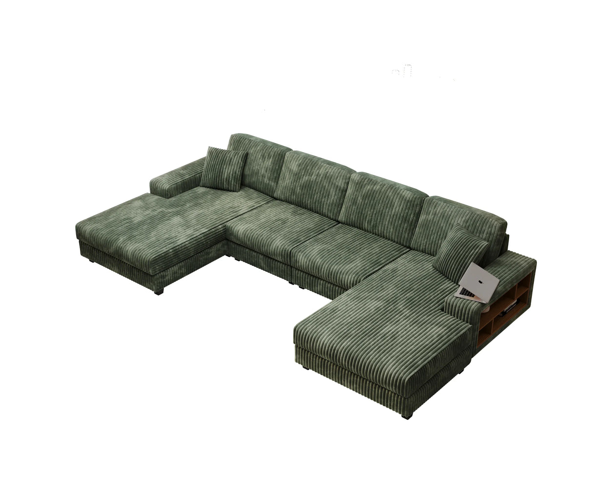 Modern Convertible U-Shaped Corduroy Fabric Sofa - Omega Lifestyles