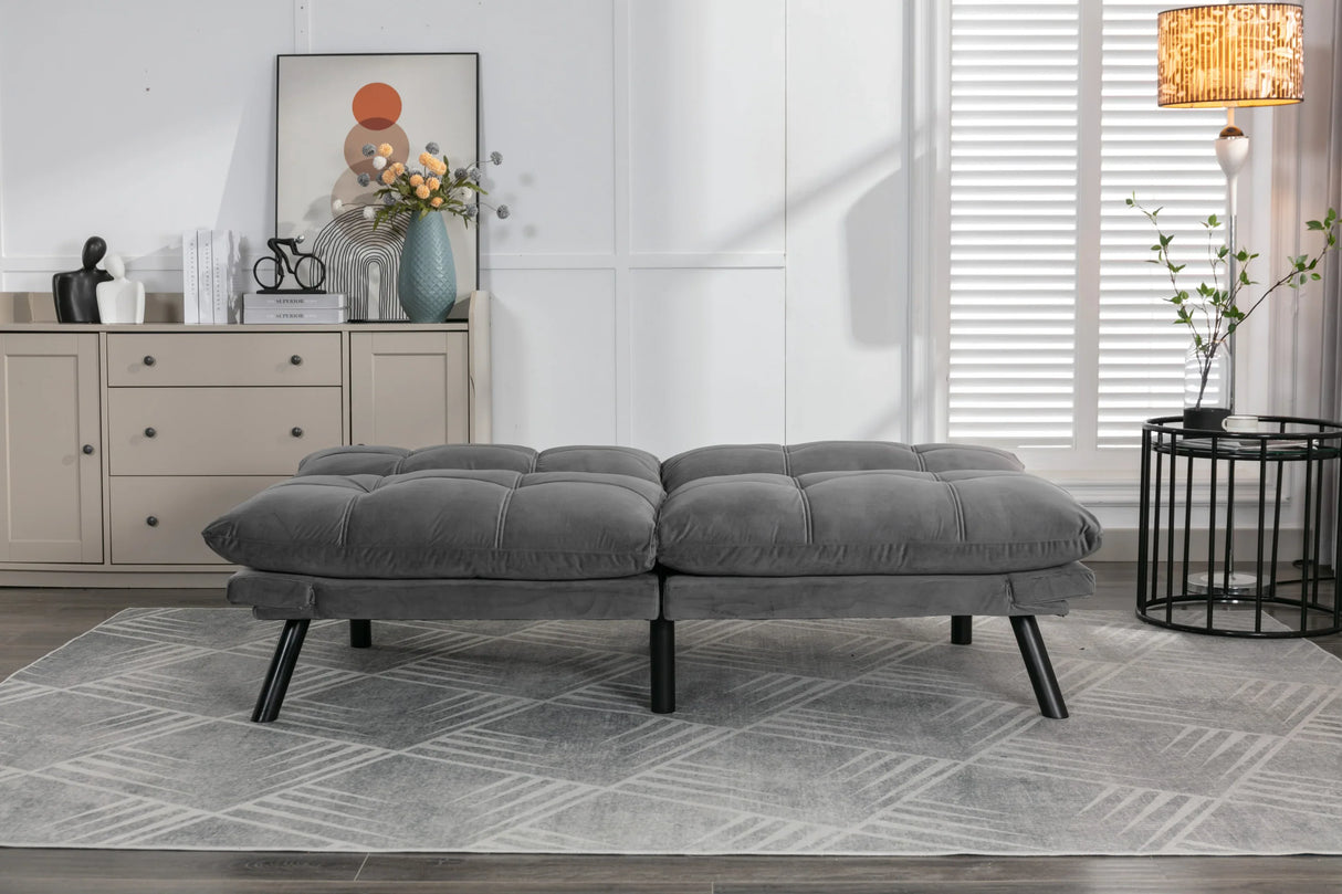 Light Grey Upholstered Convertible Foam Sofa Bed Twin - Omega Lifestyles