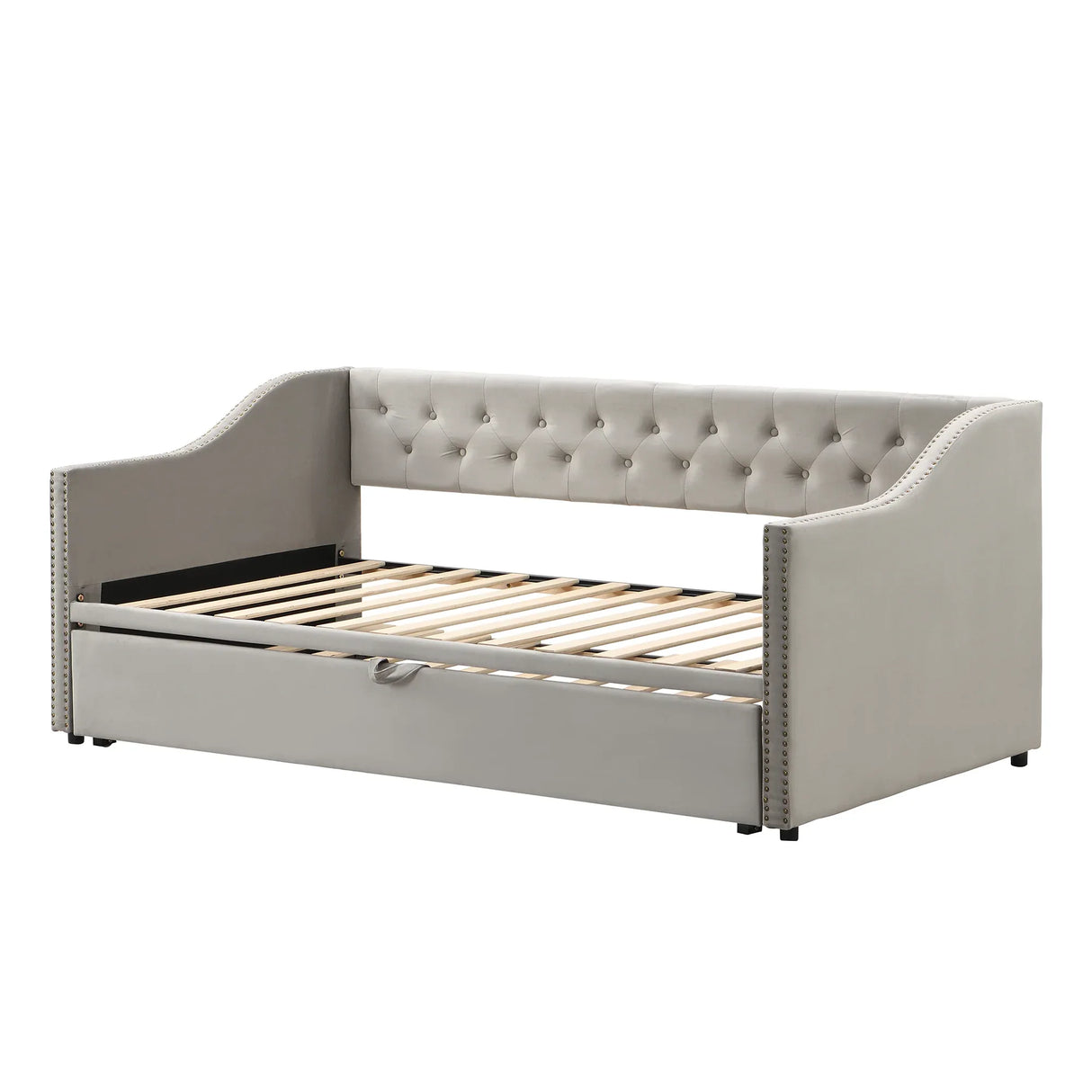 Twin Upholstered Velvet Daybed With Pop-Up Trundle - Omega Lifestyles