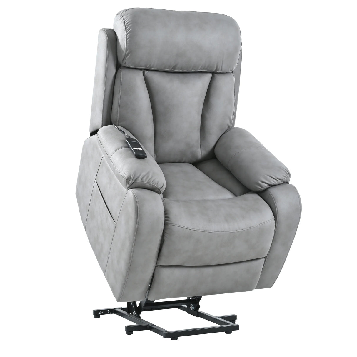 Power Lift Light Gray Fabric Recliner Chair With Remote - Omega Lifestyles