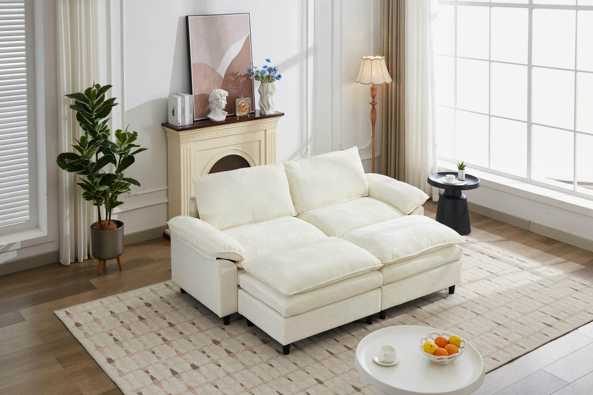 Beige Linen 3-Seat Storage Sofa With Soft Armrests - Omega Lifestyles