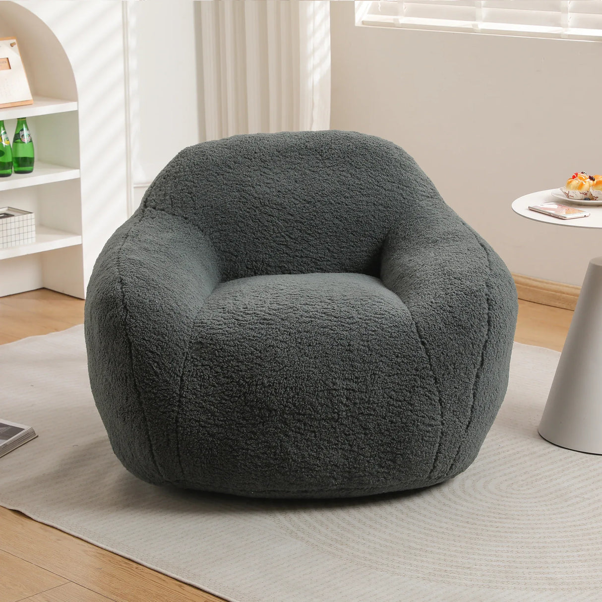 Spacious Memory Foam Teddy Fabric Bean Bag Chair - Omega Lifestyles
