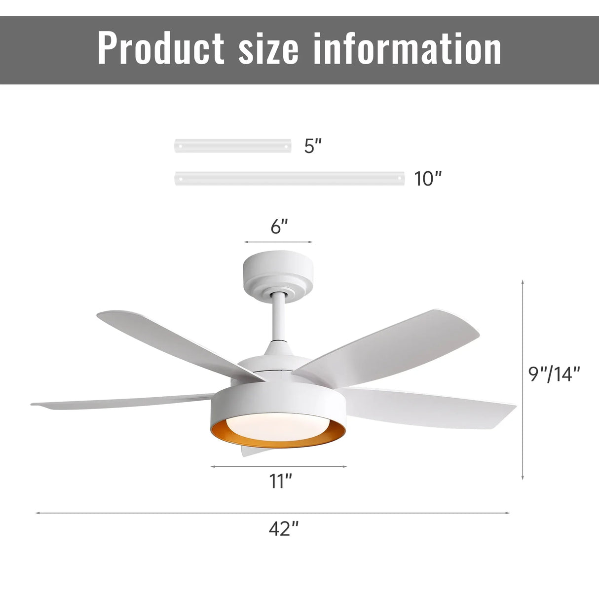42-Inch White Remote Control Dimmable LED Ceiling Fan - Omega Lifestyles