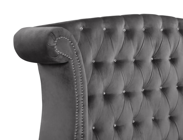 Crystal Tufted Upholstered Velvet Full Size Bed Frame - Omega Lifestyles