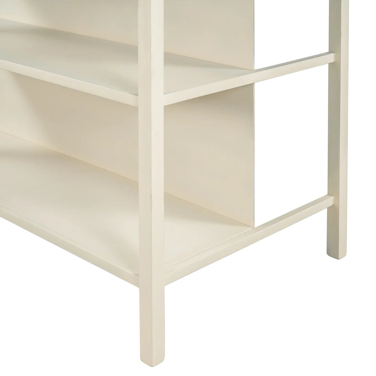 Rustic Solid Wood Kitchen Island With Open Shelves - Omega Lifestyles