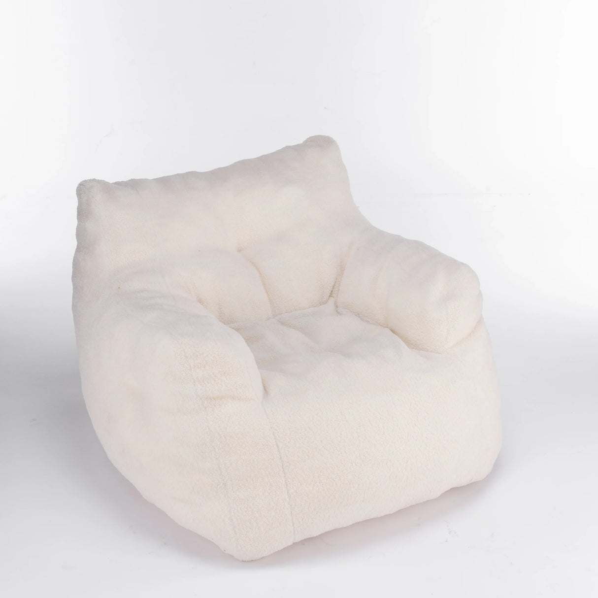 Ivory Soft Teddy Fabric Foam Bean Bag Chair - Omega Lifestyles