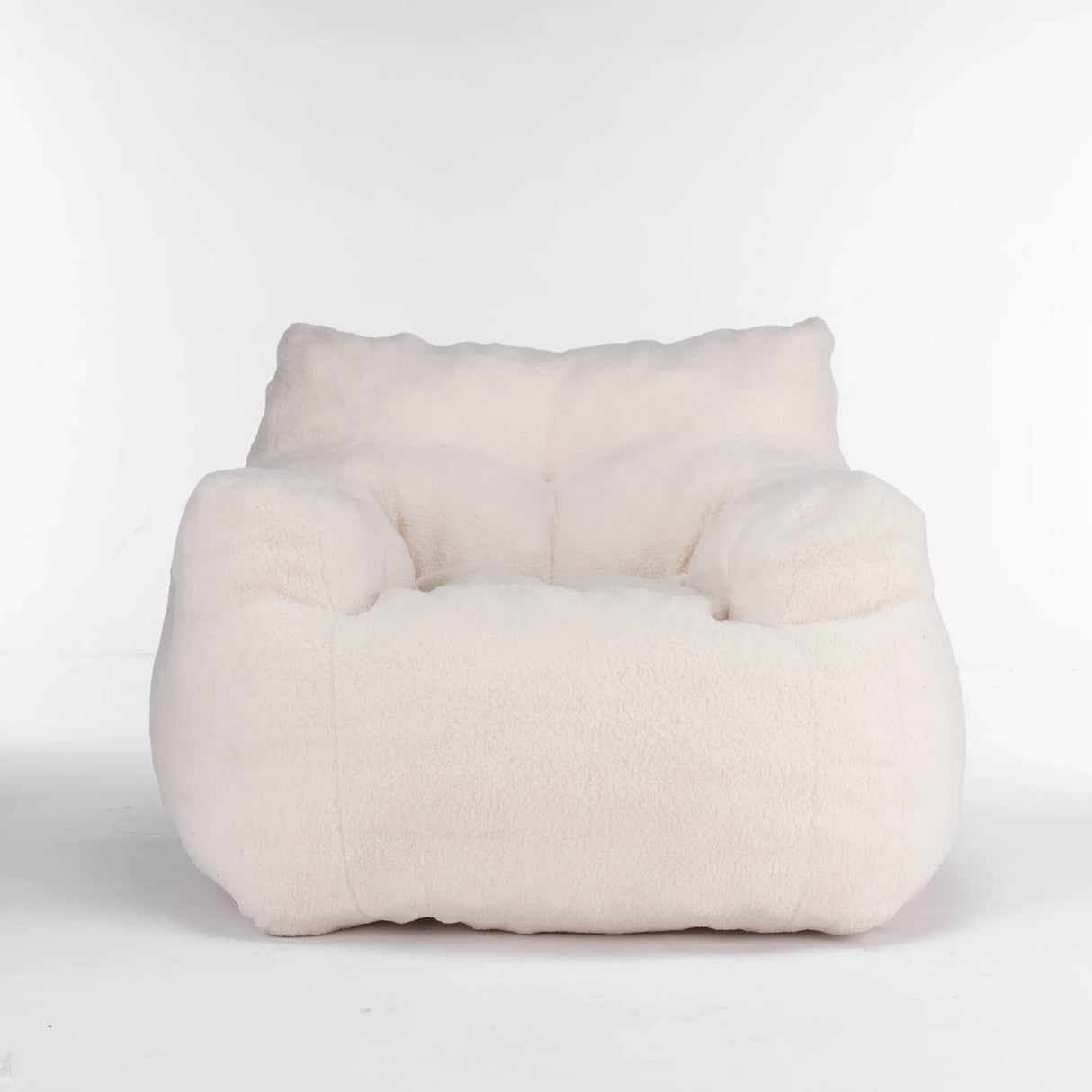 Ivory Soft Teddy Fabric Foam Bean Bag Chair - Omega Lifestyles