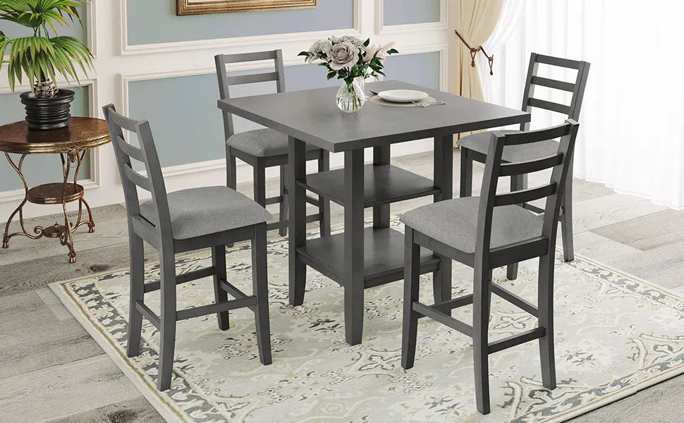 5-Piece Solid Wood Counter Height Dining Set With Chairs - Omega Lifestyles