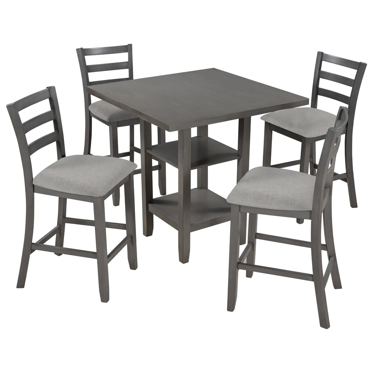 5-Piece Solid Wood Counter Height Dining Set With Chairs - Omega Lifestyles
