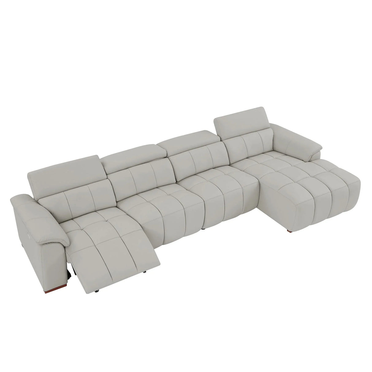 Electric Control Genuine Leather 4-Seat Reclining Chaise Sofa - Omega Lifestyles