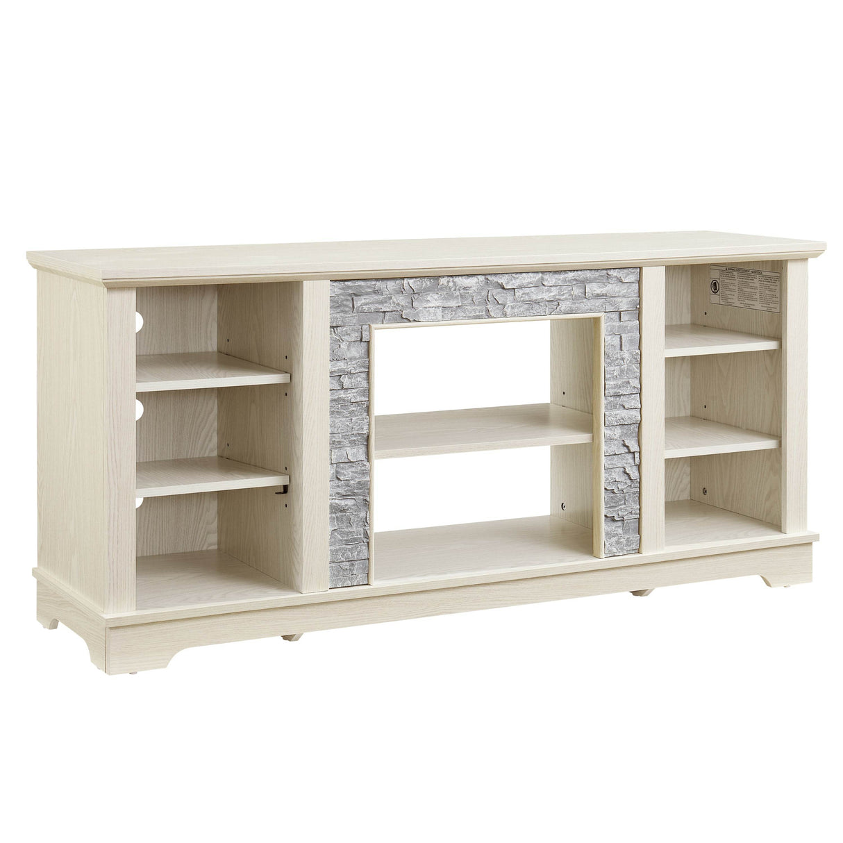 White Faux Stone Entertainment Console TV Stand - Sleep Galleria