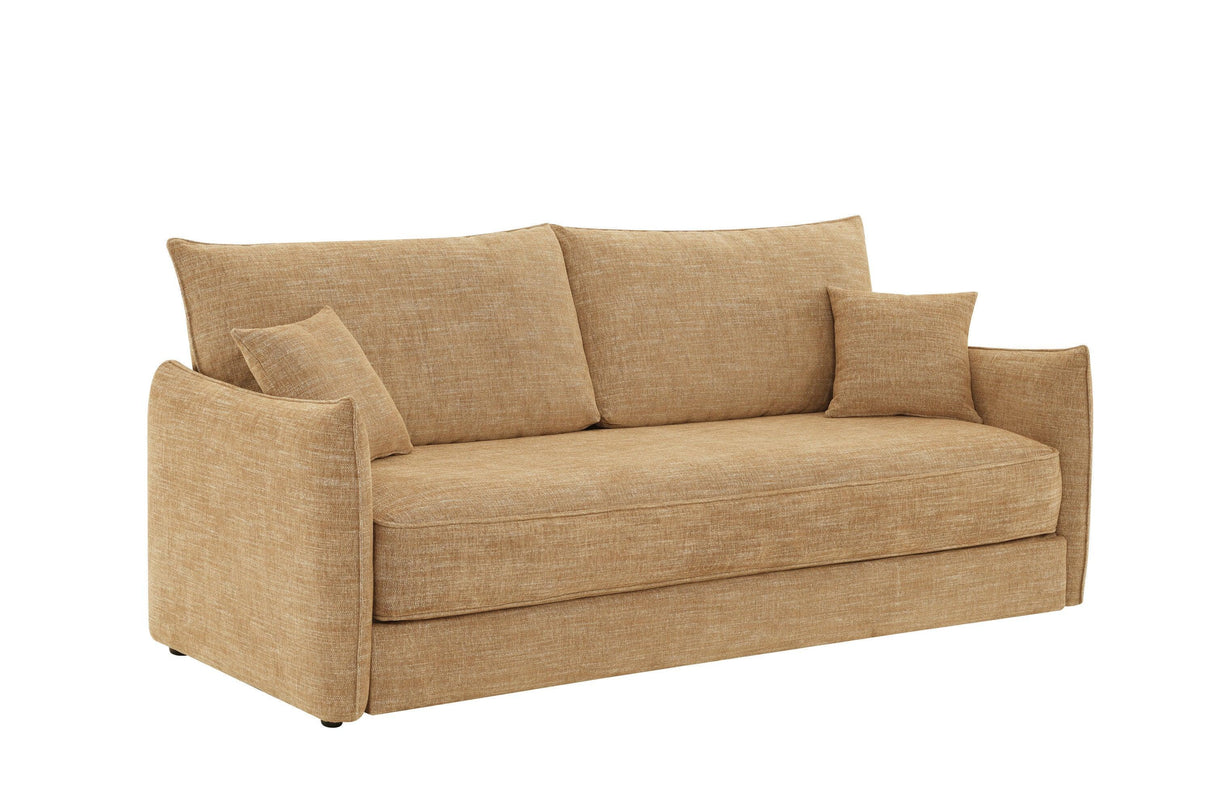 Mocha Chenille Convertible Full Size Sofa Bed With Pillows - Omega Lifestyles