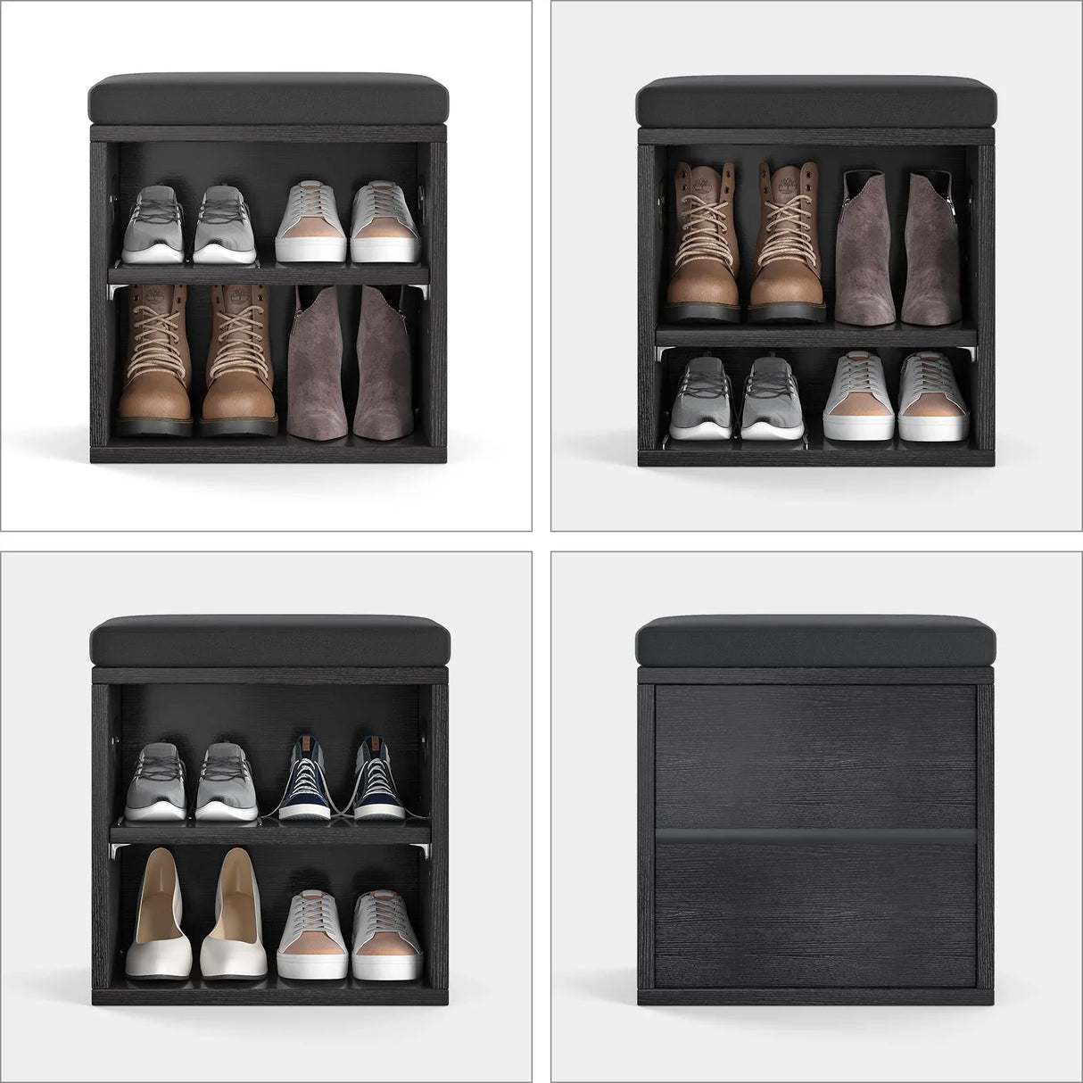 Wooden Entryway Storage Shoe Bench With Cushion Seating - Omega Lifestyles