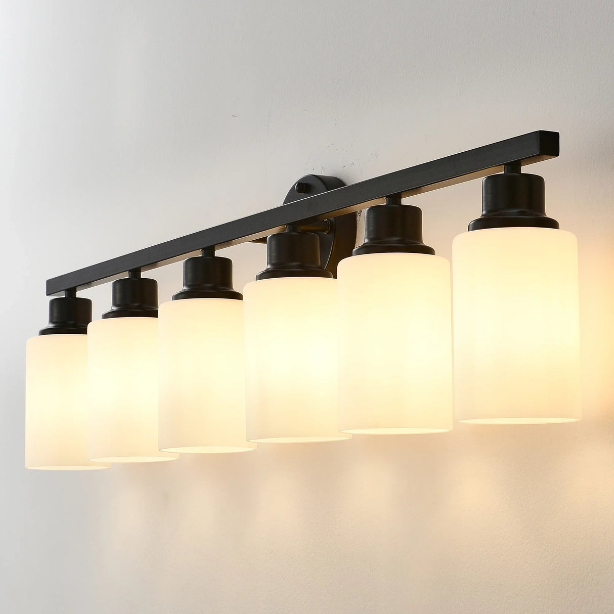 Matte Black Glass Shade 6-Light Wall Sconce Lighting - Omega Lifestyles