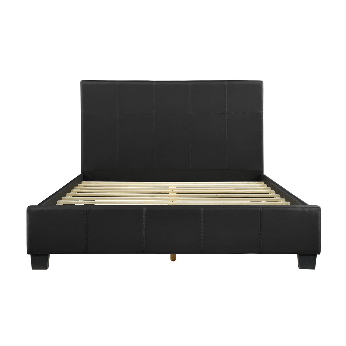 Full Contemporary Black Faux Leather Platform Bed Frame - Omega Lifestyles