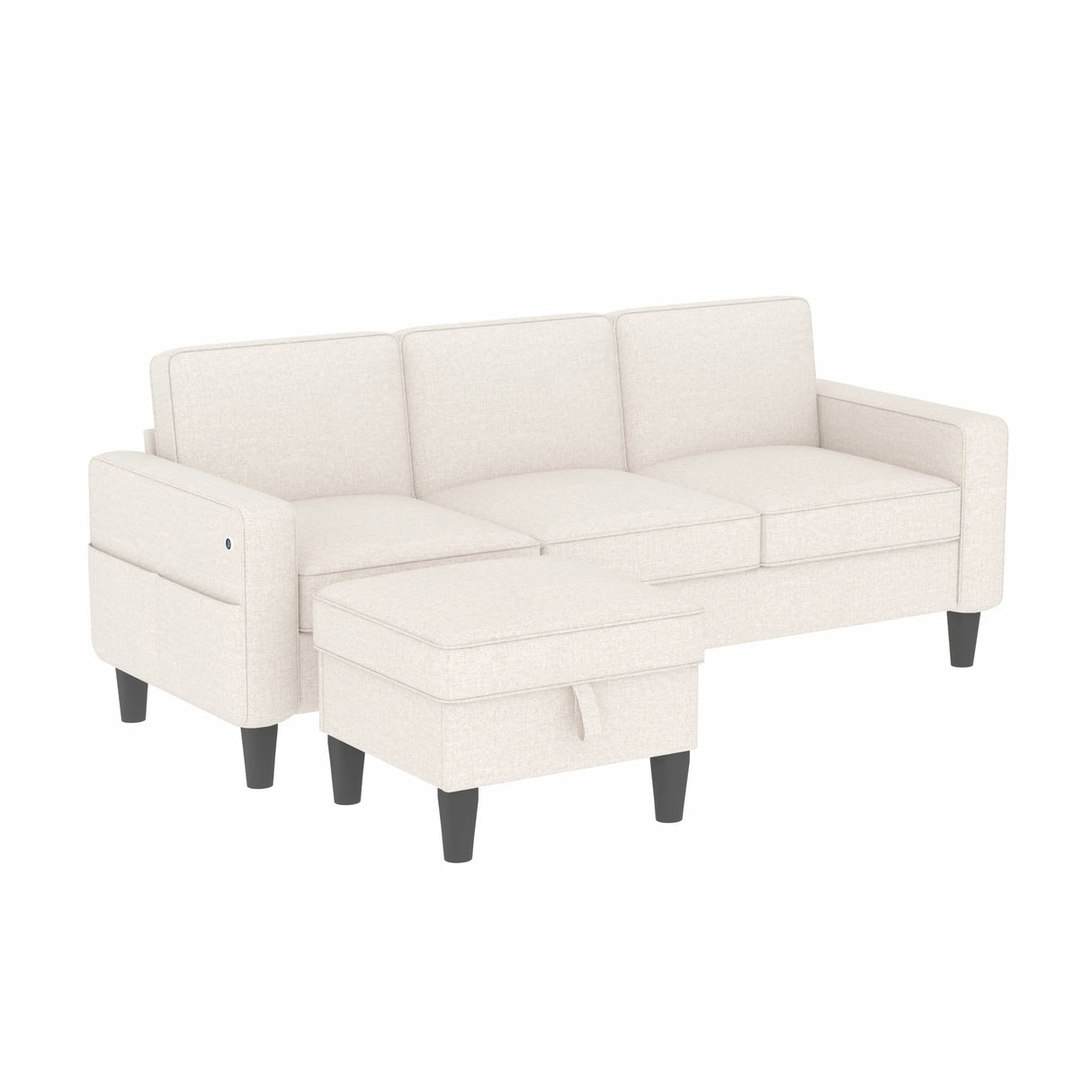 Beige Reversible Modular Sectional Sofa With Storage Ottoman - Omega Lifestyles