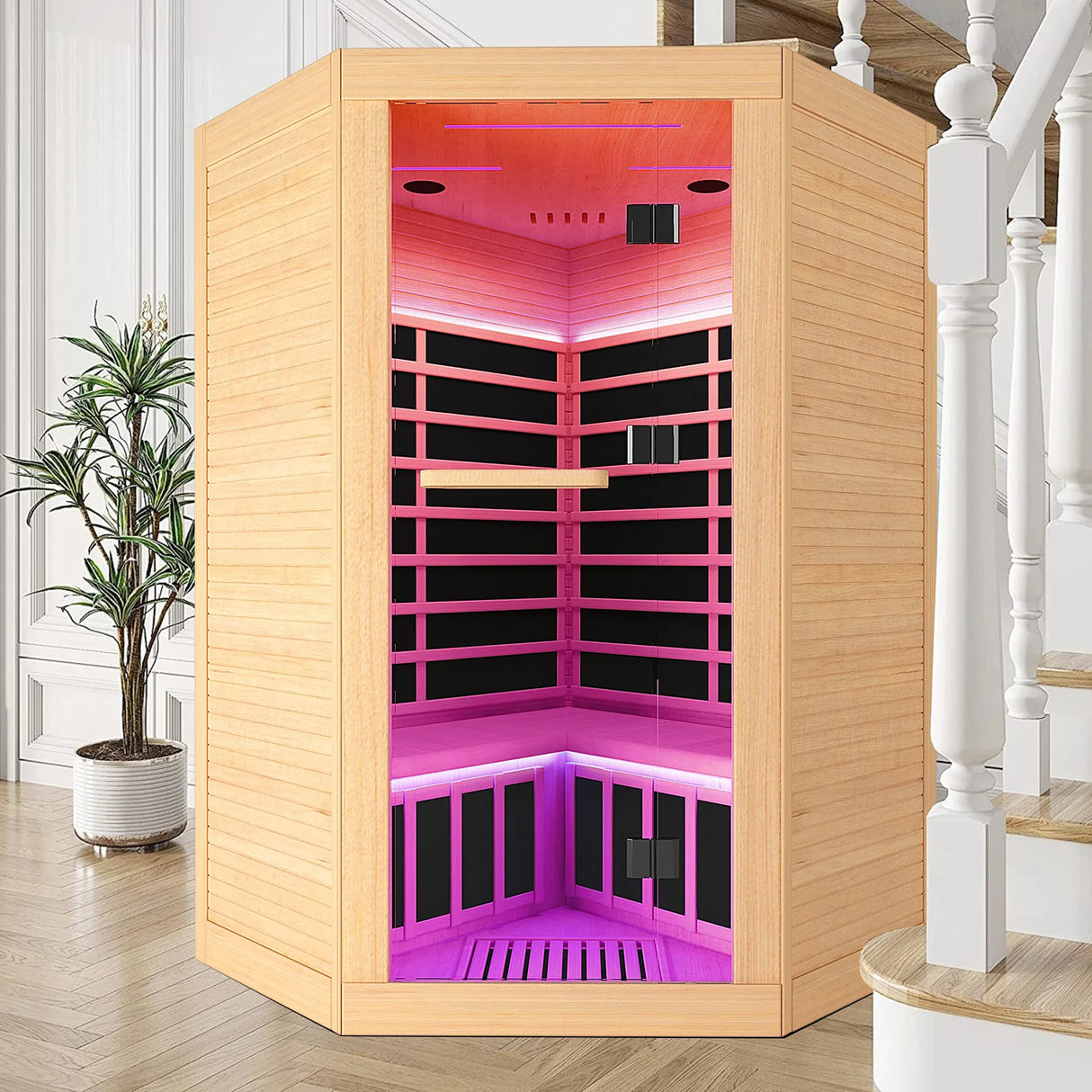 Canadian Hemlock Pentagonal Infrared Two-Person Sauna Room - Omega Lifestyles