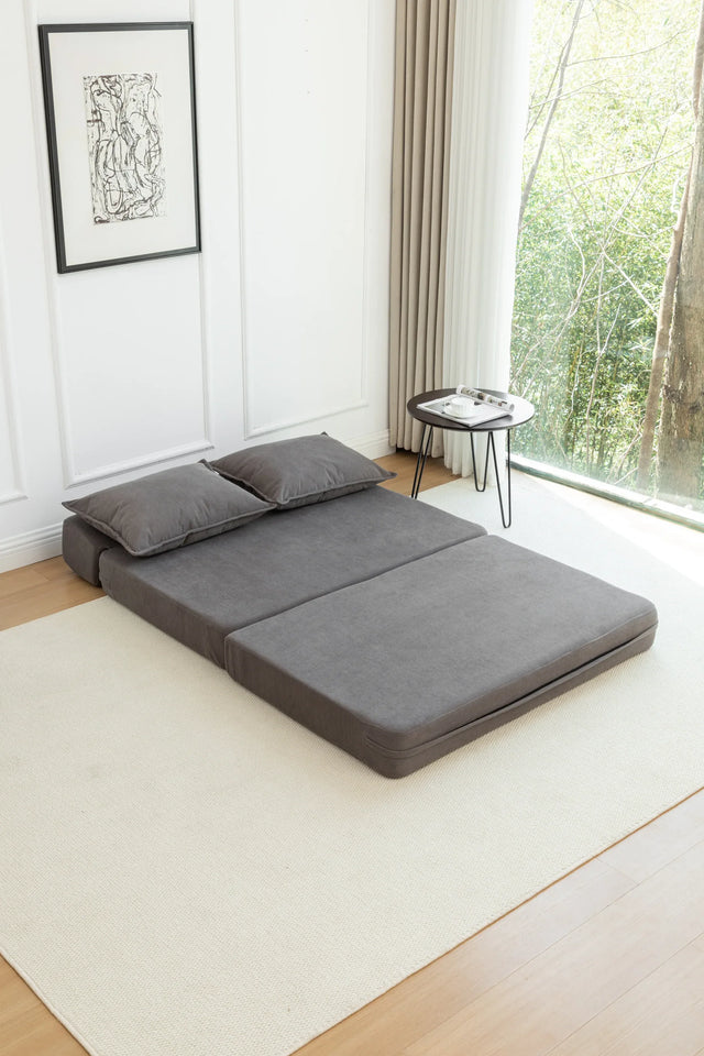 Foldable Corduroy 2-Seat Sofa Bed With Lumbar Pillow - Omega Lifestyles