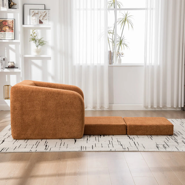 Convertible Chenille Foldable Single Sofa Bed With Pillow - Omega Lifestyles