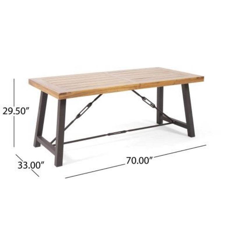 Modern Industrial Acacia Wood And Iron Outdoor Dining Table - Sleep Galleria