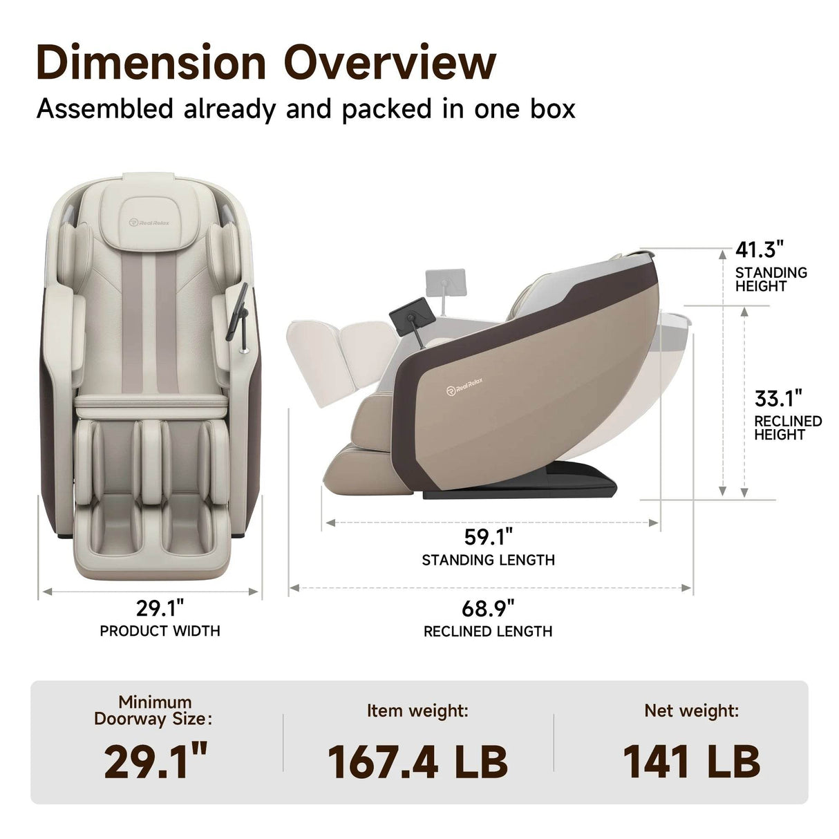 Full Body Massage Chair, Zero Gravity Sl-Track Massage Recliner with Yoga Stretch, Heating and Foot Massage, Brown