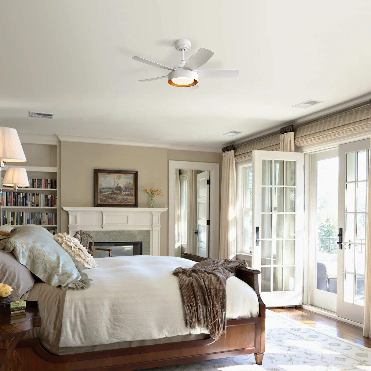 42-Inch White Remote Control Dimmable LED Ceiling Fan - Omega Lifestyles