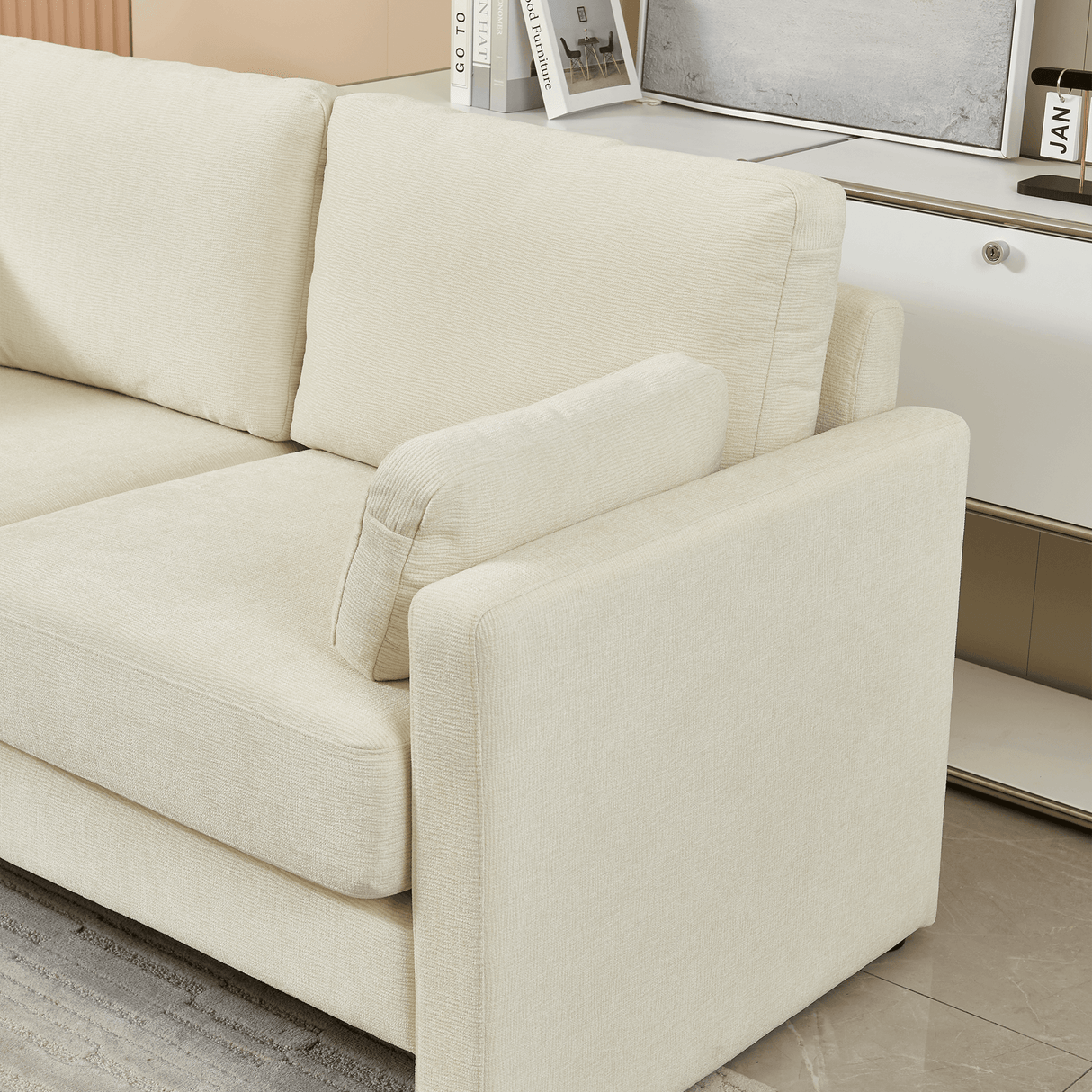 Modern Chenille Fabric 2-Seat Loveseat Sofa - Omega Lifestyles