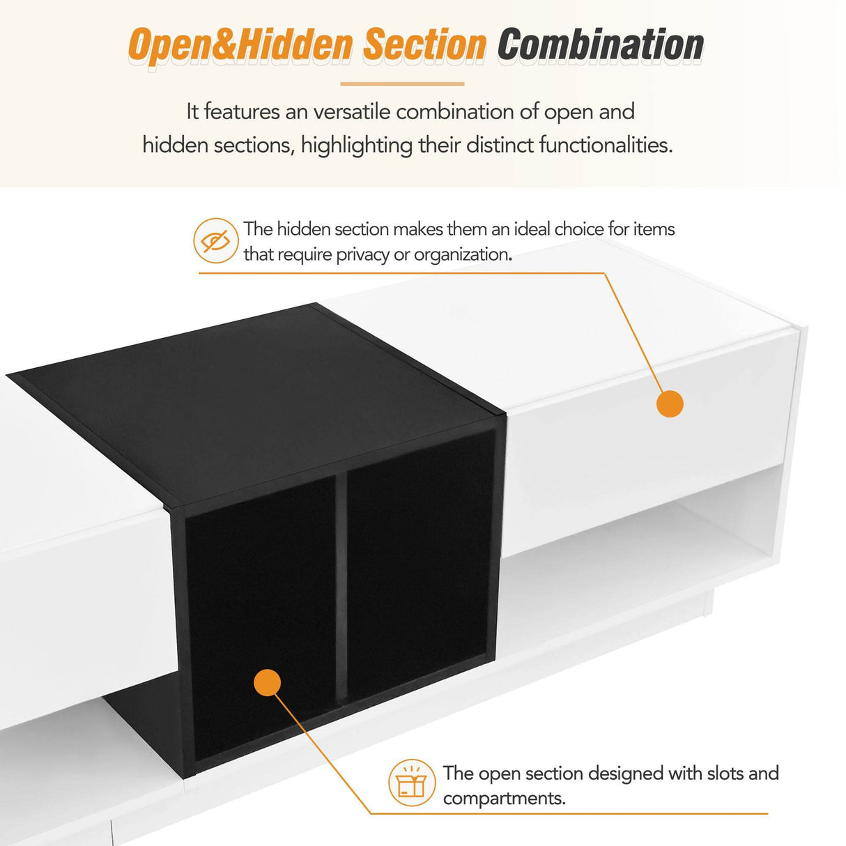 Two-Tone Particle Board White TV Stand With Storage - Sleep Galleria