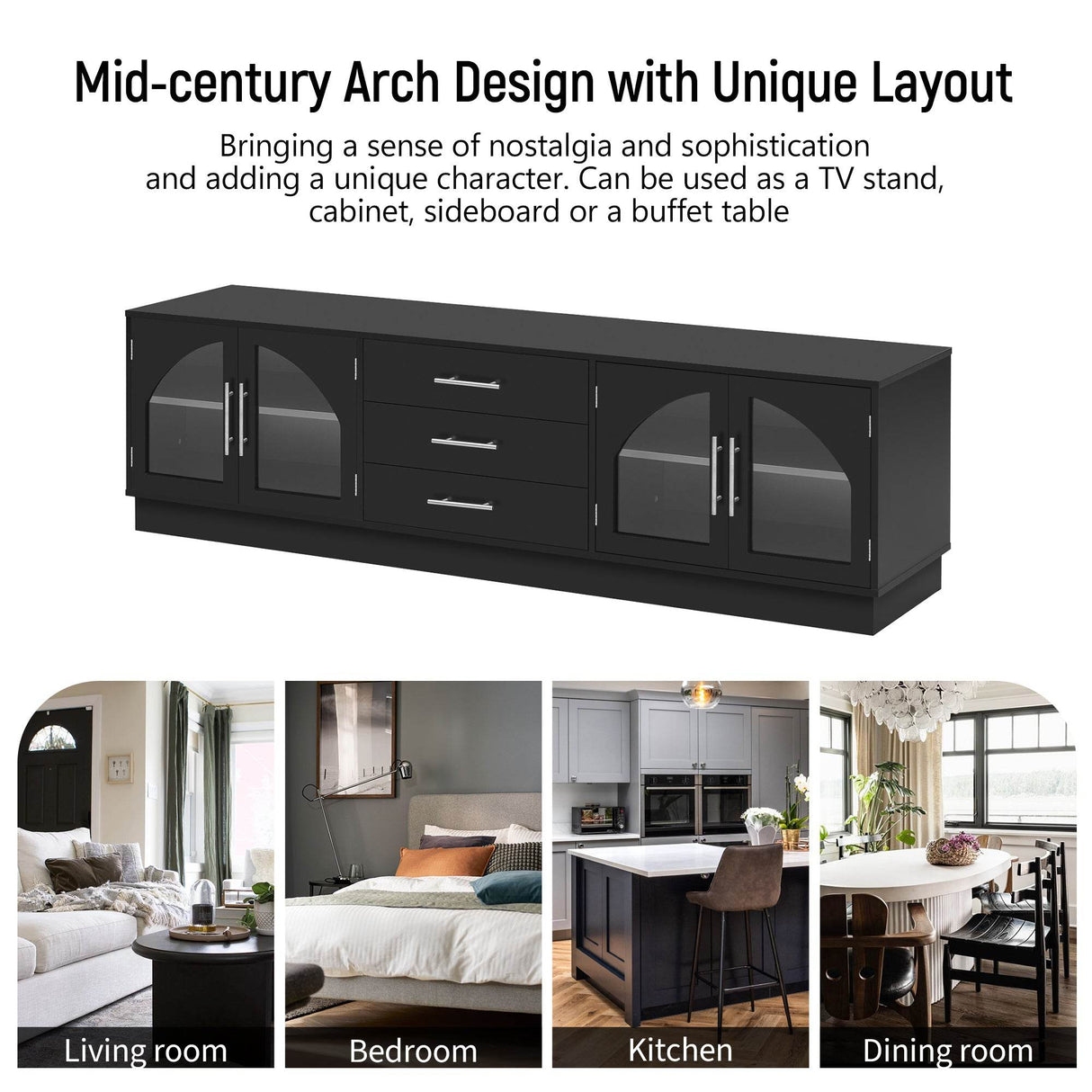Modern Minimalist Black MDF TV Stand With Storage - Sleep Galleria