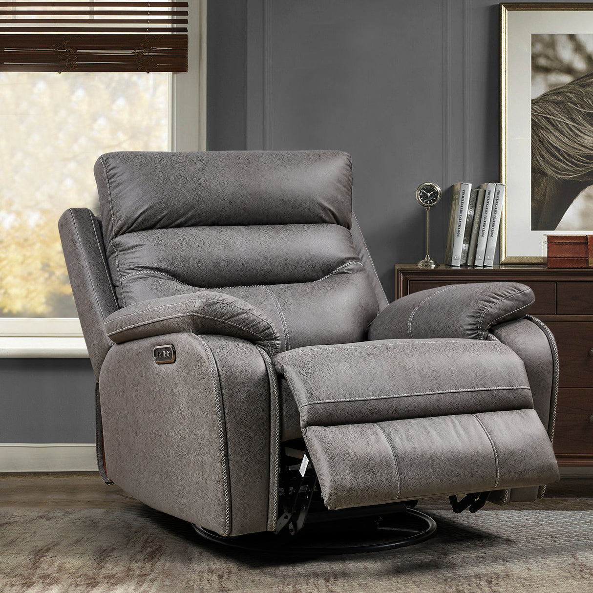 Power Swivel Rocker Recliner Chair With USB Charging