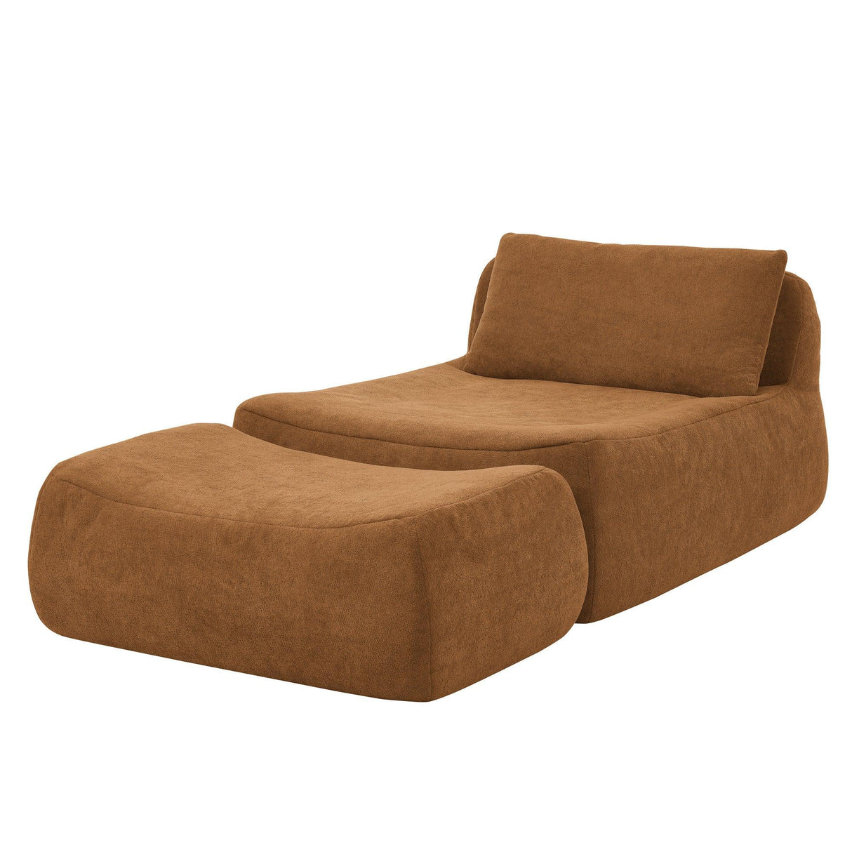 Chenille Large Medium-Soft Bean Bag Chair With Ottoman - Omega Lifestyles