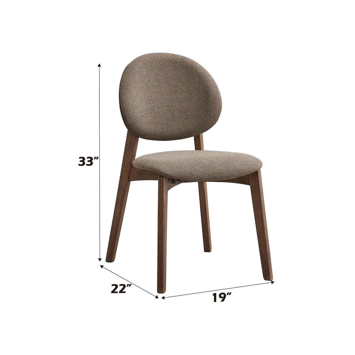 Set of 2 Light Brown Linen Upholstered Walnut Side Chairs - Omega Lifestyles