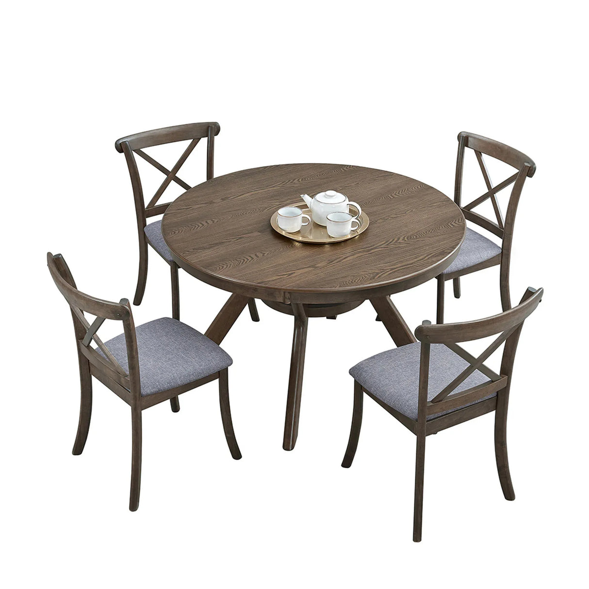 Mid Century Modern Oak Round Dining Table Set With Chairs - Omega Lifestyles