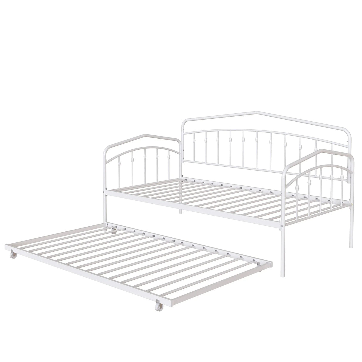 Twin Metal Daybed With Trundle White Bedroom Frame - Omega Lifestyles