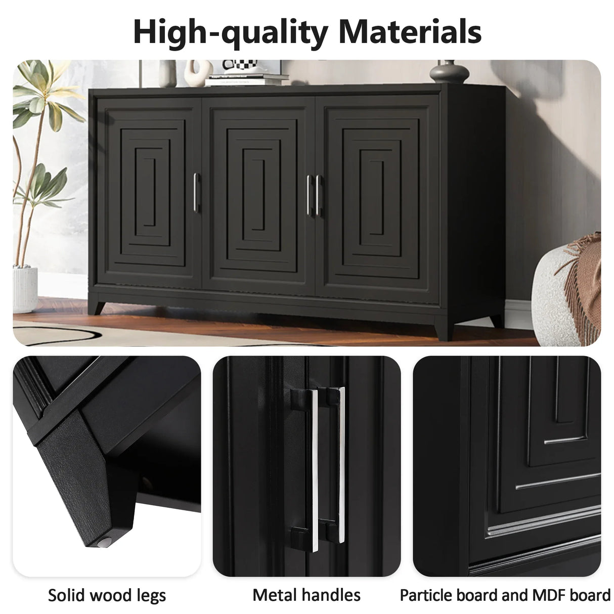 Modern Black Particle Board MDF TV Stand Cabinet - Omega Lifestyles