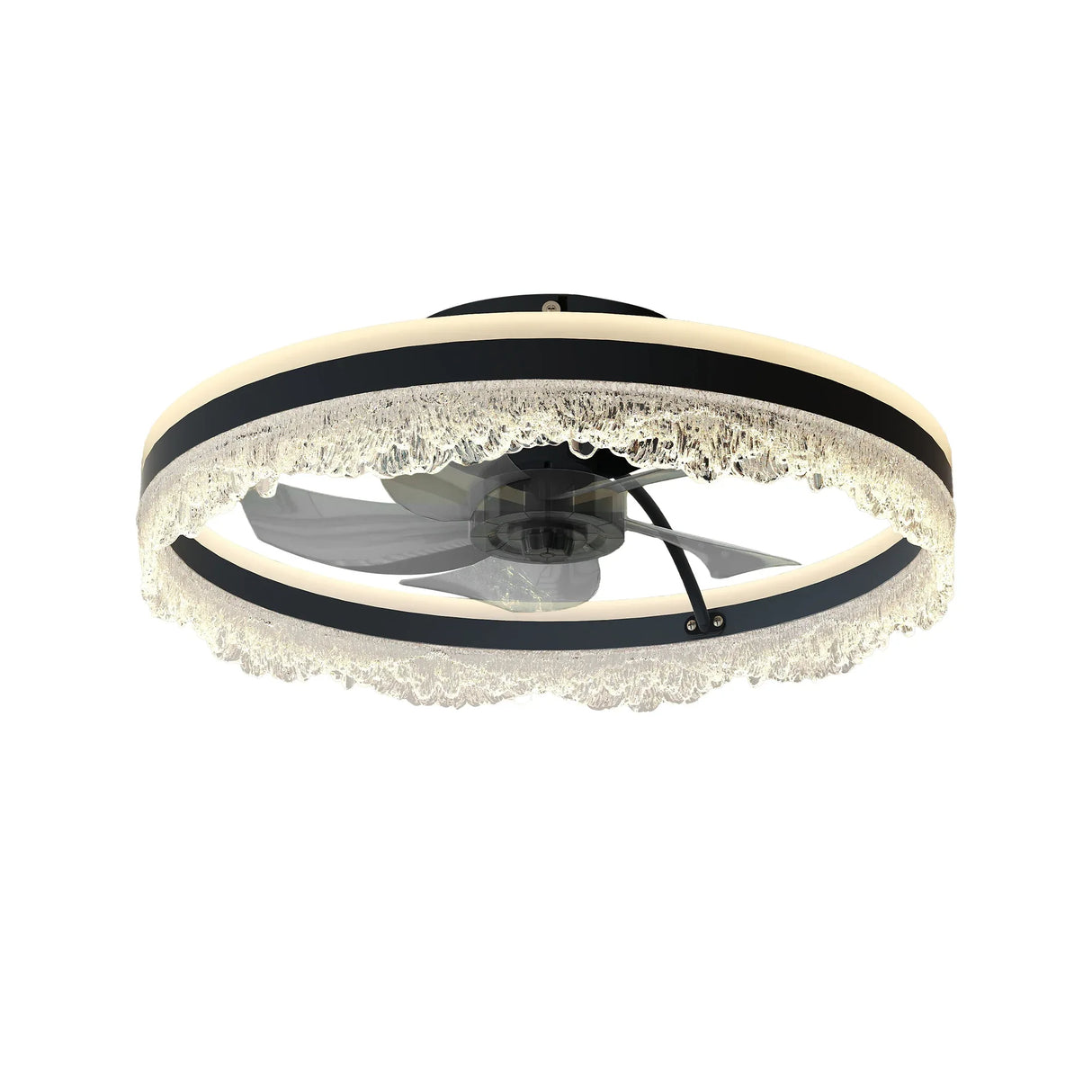 Crystal LED Flush Mount Quiet Ceiling Fan With Light - Omega Lifestyles