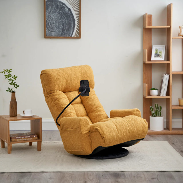 Adjustable Yellow Soft Plush Swivel Lounge Chair - Omega Lifestyles